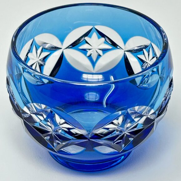 Vintage Kagami Crystal Sake Glasses Japanese Sake Cup Kagami Crystal Edo Kirik - Picture 3 of 7